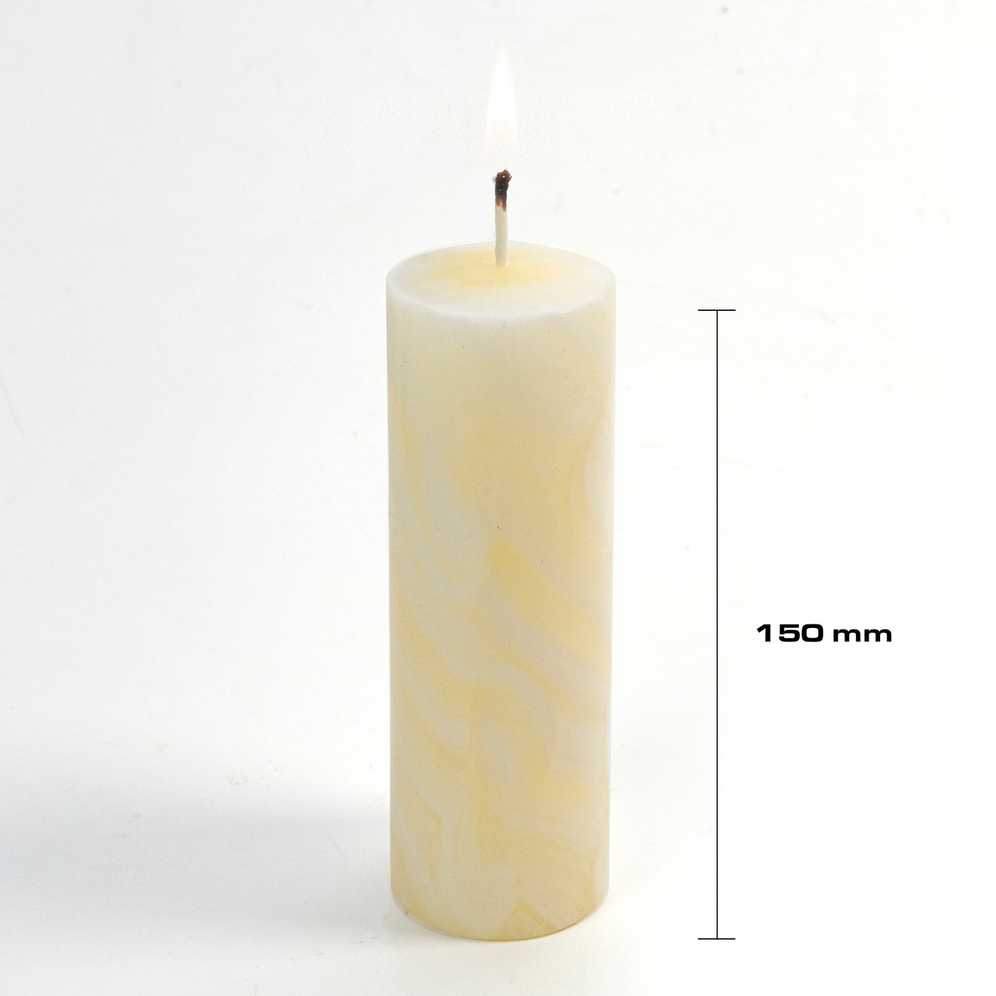 Bougie pilier de fabrique de bougies »H150 D50«, bougie en cire d'abeille pétrie à la main 