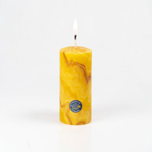 Bougie pilier de fabrique de bougies »H150 D60«, bougie en cire d'abeille pétrie à la main 